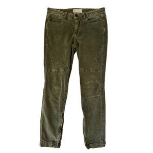 Free People Skinny Stretch Velvet Jeans Women Size 28 Green Low Rise Ankle‎ Zip